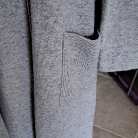 William Sonoma Premium Cashmere long  Duster Robe Cardigan Roll collar pockets L - Picture 5 of 8